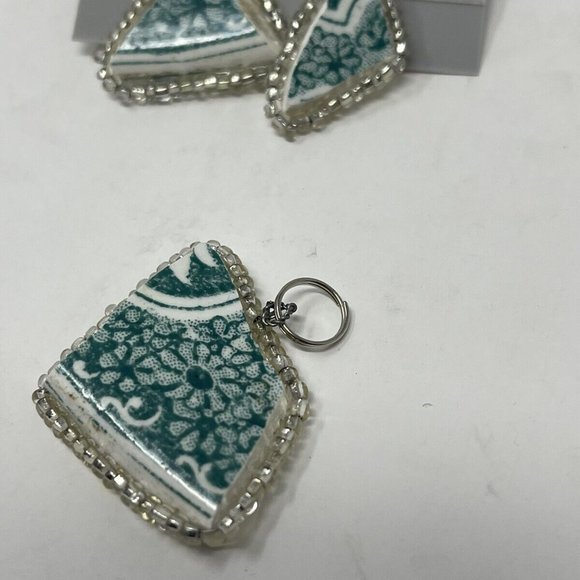 Handmade Earrings & Necklace Set Made from Vintage Pottery - Picture 2 of 6